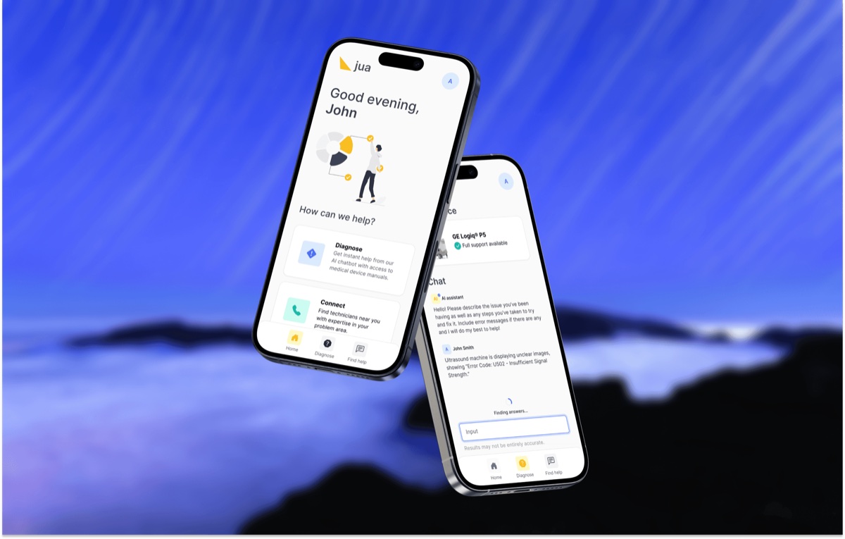 Jua web prototype presented on two phones