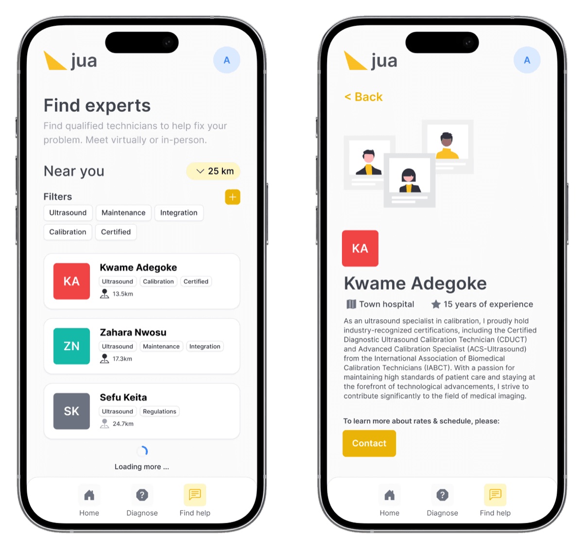 Jua Connect expert-finder interface