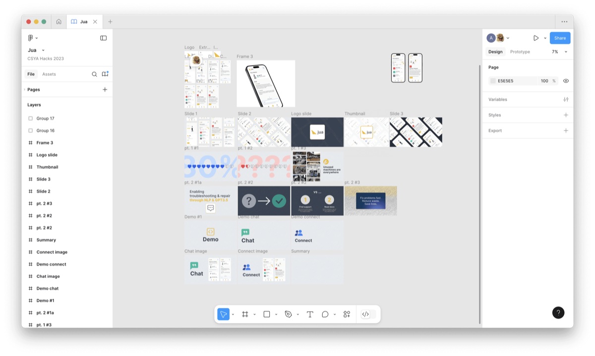 Jua design file open in Figma